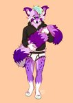 anthro black_clothing black_hoodie black_topwear blush briefs bulge clothing drawyourfursona fur hoodie hoodie/briefs_meme male purple_body purple_fur simple_background solo standing topwear underwear white_clothing white_underwear unknown_artist meme_clothing ailurid mammal red_panda hi_res meme