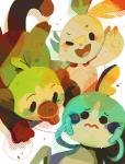 ambiguous_gender blep feral frown fur group hair open_mouth open_smile paws simple_background smile starter_trio tongue tongue_out toony trio worried cresce_(artist) nintendo pokemon generation_8_pokemon grookey lagomorph mammal pokemon_(species) primate reptile scalie scorbunny sobble 2019