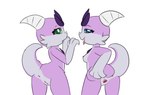 anthro anus duo female female/female fur genitals horn presenting presenting_anus presenting_pussy pussy spread_pussy spreading feeshyartist mizu_(feeshyartist) furred_kobold furred_scalie kobold scalie hi_res