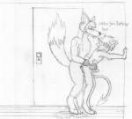 alternate_species anthro closet duo furrification male male/male sex redboi five_nights_at_freddy's scottgames foxy_(fnaf) red_(redboi) canid canine fox mammal graphite_(artwork) monochrome traditional_media_(artwork)