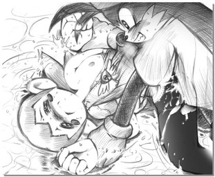 anthro anthro_penetrating anthro_penetrating_humanoid duo female female_on_anthro female_penetrated humanoid_on_anthro humanoid_penetrated male male/female male_on_humanoid male_penetrating male_penetrating_female penetration sex water g-sun bandai_namco klonoa_(series) klonoa lolo_(klonoa) animal_humanoid domestic_cat felid feline felis haplorhine humanoid mammal mammal_humanoid monkey monkey_humanoid primate primate_humanoid greyscale monochrome