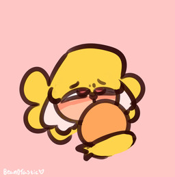 animal_genitalia anthro big_penis blonde_hair blush bodily_fluids deep_throat duo fellatio femboy fluffy_ears fur genitals hair knot male male/male oral oral_penetration penetration penile penis pink_eyes sex sheath sucking sweat wet yellow_body yellow_fur bean0tastic alex_(alelander) beanie_(bean0tastic) bovid caprine mammal sheep animated hi_res short_playtime