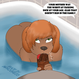 abuse age_difference anthro bad_parenting bath bathing bathroom bathtub blowjob_face child_abuse dialogue duo fellatio female first_person_view forced forced_deepthroat forced_fellatio forced_oral forced_penetration genitals looking_at_viewer male male/female oral oral_penetration penetration penile penis penis_in_mouth rape sex size_difference text tongue tongue_out tongue_out_fellatio water young young_anthro inprogress canid canine canis domestic_dog mammal 1:1 absurd_res english_text hi_res daughter_(lore) father_(lore) father_and_child_(lore) father_and_daughter_(lore) incest_(lore) parent_(lore) parent_and_child_(lore) parent_and_daughter_(lore)