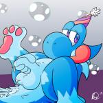 anthro balls biped birthday blue_body blue_eyes blue_fur bodily_fluids bubble clothing cum cum_on_balls cum_on_fur cum_on_self foreskin fur genital_fluids genitals half-erect hat headgear headwear humanoid_genitalia humanoid_penis long_foreskin looking_at_viewer male masturbation multicolored_eyes nude party_hat paws penile penile_masturbation penis pink_eyes simple_background solo tight_foreskin tongue two_tone_eyes yosshidoragon mario_bros nintendo lighty_marteniz cyan_yoshi dinosaur furred_yoshi hybrid lizard prehistoric_species reptile scalie yoshi 1:1 2019 digital_media_(artwork) hi_res