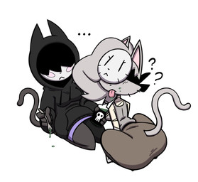 :< alternative_fashion anthro bandage big_butt black_body blush blush_lines bottomwear breasts butt clothing cutlery duo emo feeding_another female fur grey_body grey_fur grey_hair hair hair_over_eyes hoodie huge_butt kitchen_utensils kneeling mask medium_breasts pants pointy_ears poison question_mark simple_background sitting skirt small_breasts spoon tail tongue tongue_out tools topwear white_background wide_hips maddeku gata_the_future_russian_kitty bonnie_bonnet gata_preobrazhenskaya domestic_cat felid feline felis mammal russian_blue 2026 digital_drawing_(artwork) digital_media_(artwork)