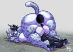 anthro anus areola ass_up balls big_balls big_breasts big_butt big_penis black_penis blue_eyes breasts butt claws clitoris curvy_anthro curvy_figure curvy_herm curvy_intersex fur gaping gaping_anus gaping_pussy genitals grey_body grey_fur hair herm heterochromia huge_balls huge_breasts huge_butt huge_penis hyper_gape intersex lips looking_at_viewer markings nude penis pussy raised_tail simple_background smile solo spots spotted_body spotted_fur tail teeth thick_lips thick_thighs toe_claws vein veiny_penis voluptuous voluptuous_anthro voluptuous_herm voluptuous_intersex white_body white_fur wide_hips kobu_art karen_wyatt felid feline lynx mammal 2024 absurd_res digital_media_(artwork) hi_res