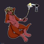 afterglow ambiguous_gender anthro blowtorch bodily_fluids butter dairy_products feet food hair iv_line membrane_(anatomy) saliva saliva_string smile solo toes webbed_feet webbed_hands tomiwoof sauksauk mammal mustelid otter 1:1 absurd_res digital_media_(artwork) hi_res