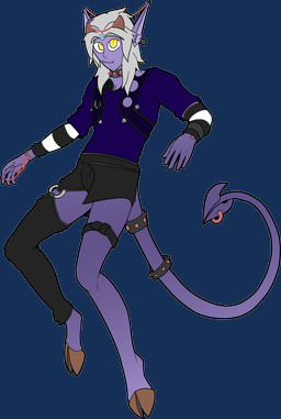 bangle bracelet choker clothed clothing ear_piercing furgonomic_piercing furgonomics grey_hair hair hooves horn humanoid_pointy_ears jewelry long_hair long_tail male markings necklace piercing pointy_ears purple_body purple_skin solo spade_tail tail tail_piercing yellow_eyes deepfriedlasereyes demon humanoid tiefling absurd_res alpha_channel hi_res