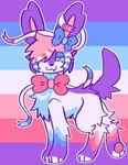 :3 ambiguous_gender bow_(feature) boygirl_pride_colors coontail_hair countershading cute_fangs eyelashes eyelids fangs feral feral_with_hair hair lgbt_pride pawpads paws pride_colors ribbons short_hair simplified_pawpads smile solo sparklefur teeth jackrabbit_(artist) fakemon nintendo pokemon eeveelution generation_6_pokemon pokemon_(species) sylveon digital_media_(artwork) hi_res ibispaint_(artwork)