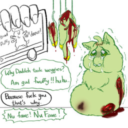 abuse ambiguous_gender ambiguous_human animal_abuse balls blood blood_from_wound bodily_fluids cellphone clenched_teeth color_coded_text cruelty crying dialogue dismemberment duo electronics eunuch feral fur genitals gore green_body green_fur holding_cellphone holding_object holding_phone holding_smartphone hook hooves male male_feral mostly_offscreen_character mutilation nullo penectomized penis phone profanity sadism severed_body_part severed_leg severed_limb shaking smartphone surgical_suture tears teeth text torture trembling wounded yellow_hooves young young_feral young_male yellowcottoncandy030 fluffy_pony fluffy_pony_(species) human mammal 1:1 2025 digital_media_(artwork) english_text hi_res