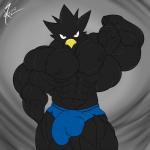 abs abstract_background angry anthro balls beak biceps big_balls big_muscles big_penis bulge clothed clothing erection genitals huge_balls huge_muscles huge_penis hyper hyper_balls hyper_genitalia hyper_muscles hyper_penis looking_at_viewer male muscular muscular_anthro muscular_male nipples pecs penis pose simple_background solo speedo standing swimwear toony vein wings saixyuniz-xynz my_hero_academia fumikage_tokoyami avian 1:1 2017 digital_media_(artwork) hi_res