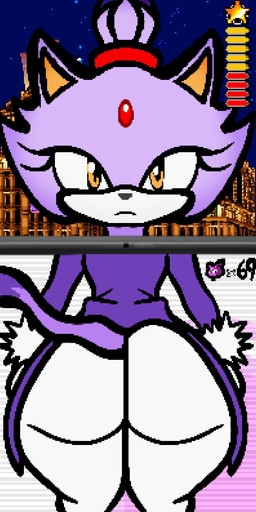 69_(number) anthro big_butt bottomwear butt butt_focus cheek_tuft clothing facial_tuft female forehead_gem front_view fur gameplay_mechanics gem gloves hair handwear life_(gaming) multiple_angles pants purple_body purple_fur rear_view screencap screencap_background solo tied_hair topwear tuft white_body white_fur yellow_eyes curvydoodles nintendo nintendo_ds nintendo_ds_family sega sonic_the_hedgehog_(series) blaze_the_cat domestic_cat felid feline felis mammal 2026 digital_drawing_(artwork) digital_media_(artwork) headshot_portrait hi_res portrait