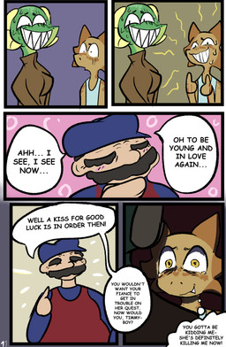 anthro blood bodily_fluids clothed clothing dialogue female group horn male simple_background smile speech_bubble sweat sweatdrop tears text trio brradett lernie_(brradett) tim_(brradett) human mammal scalie absurd_res colored comic digital_media_(artwork) english_text hi_res