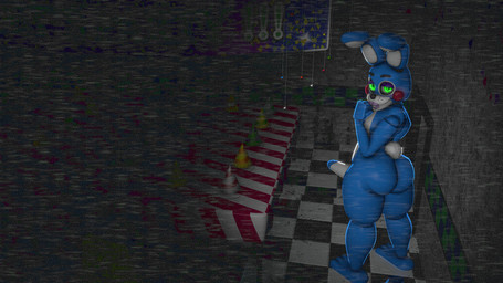 anthro bedroom_eyes big_butt blue_body blush buckteeth butt camera_view clothing dim_lighting femboy furniture genitals glowing glowing_eyes green_eyes hat headgear headwear lipstick machine makeup male narrowed_eyes party_hat penis seductive smile solo table teeth thick_thighs wide_hips cypress27 rckke_(modeler) five_nights_at_freddy's five_nights_at_freddy's_2 scottgames toy_bonnie_(fnaf) animatronic lagomorph leporid mammal rabbit robot 16:9 2022 3d_(artwork) 4k absurd_res digital_media_(artwork) hi_res source_filmmaker_(artwork) widescreen