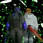 1:1 anthro clothed clothing dergdrister dragon drister_(dergdrister) duo fist looking_at_another male male/male muscular mythological_creature mythological_scalie mythology scalie simple_background slightly_chubby smile tyler_(dergdrister)