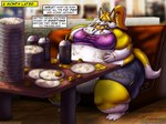 anthro belly big_belly big_breasts big_butt booth bottomwear breasts burger butt clothing container cup eating female food fur furniture growling hair huge_thighs morbidly_obese morbidly_obese_anthro morbidly_obese_female multicolored_body multicolored_fur obese obese_anthro obese_female overweight overweight_anthro overweight_female plate ponytail shirt shorts sitting solo stuffing table text thick_thighs topwear torn_bottomwear torn_clothing torn_shorts two_tone_body two_tone_fur weight_gain weight_gain_drive viroveteruscy if_hell_had_a_taste tiffany_brewwer canid canine fox mammal 2022 absurd_res digital_media_(artwork) english_text hi_res