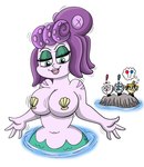 big_breasts blue_eyes breasts eyeshadow female group huge_breasts makeup pasties purple_body seashell shell split_form shinragod cuphead_(game) european_mythology greek_mythology mythology cala_maria cuphead_(character) ms._chalice mugman cephalopod coleoid gorgon humanoid marine merfolk mollusk octopodiform octopus sea_monster hi_res