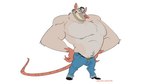 anthro bottomwear clothing male manly muscular muscular_male pants simple_background smile solo sharpdressedreptile disney the_great_mouse_detective professor_padraic_ratigan mammal murid murine rat rodent 16:9 2024 hi_res widescreen