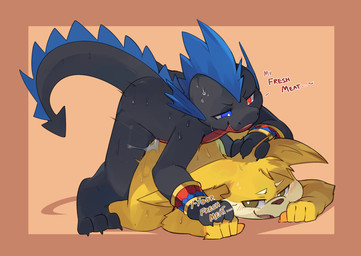 3_fingers 3_toes 4_fingers anal anal_penetration anthro anthro_on_anthro anthro_penetrated anthro_penetrating anthro_penetrating_anthro big_ears biped black_body black_eyebrows black_scales black_tail blue_eyes blush blush_lines bodily_fluids brown_eyes claws cum cum_inside dialogue duo eyebrows fangs feet finger_claws fingers from_behind_position fur genital_fluids hand_on_head heterochromia male male/male male_anthro male_penetrated male_penetrating male_penetrating_male motion_lines multicolored_body multicolored_fur multicolored_scales nude nude_anthro nude_male obscured_penetration open_mouth penetration penile penile_penetration penis_in_ass pointy_ears prick_ears red_body red_eyes red_scales scales sex simple_background spade_tail speech_marker spiked_tail spikes spikes_(anatomy) sweat sweaty_body sweaty_face tail talking_to_another talking_to_partner teeth text toe_claws toes tongue two_tone_body two_tone_fur ventral_scales white_body white_eyebrows white_fur yellow_body yellow_fur young smite_(artist) league_of_legends mythology riot_games tencent corops_blackscale smite_(character) dragon mammal mythological_creature mythological_scalie scalie yordle 2026 digital_drawing_(artwork) digital_media_(artwork) english_text hi_res adult_(lore)