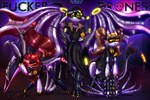 anthro female glowing glowing_eyes group male oil parody poster trio zipper_7z glitch_productions murder_drones moku_(mokuro) nami_(zipper_7z) penta_(cum.cat) robot_anthro 3:2 hi_res