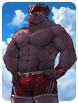 abs anthro biceps clothing male muscular muscular_anthro muscular_male nipples pecs solo swimwear rpbbw bear mammal 2018 digital_media_(artwork)