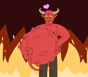 belly big_belly fire hand_on_belly hell hell_fire hellfire horn kick looking_at_belly looking_down male navel not_furry outie outie_navel pregnant pregnant_male red_body red_eyes solo tail_on_belly yellow_sclera supermariofann1 mayternity mayternity_2025 satan humanoid satyr 2025 hi_res tagme