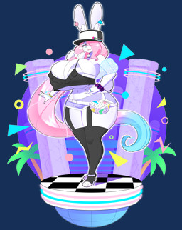 anthro bell bell_collar big_breasts biped black_baseball_cap black_clothing black_legwear black_thigh_highs black_topwear blue_eyes blue_hair bottomwear breasts checkered checkered_floor cleavage clothed clothed_anthro clothed_female clothing collar eyeshadow female fur furgonomic_baseball_cap furgonomic_hat furgonomic_headwear furgonomics hair hair_over_eye hand_on_hip hotpants huge_breasts inner_ear_fluff legwear long_ears long_hair looking_at_viewer makeup multicolored_eyes multicolored_hair nipple_outline one_eye_obstructed open_mouth open_smile pink_eyes pink_hair purple_bikini_top purple_bottomwear purple_clothing purple_eyeshadow purple_hotpants purple_shorts shorts smile solo standing thick_thighs thigh_highs topwear tuft two_tone_baseball_cap two_tone_bikini_top two_tone_eyes two_tone_hair under_boob white_baseball_cap white_bikini_top white_body white_fur wide_hips theycallhimcake crepe_(theycallhimcake) lagomorph leporid mallkin mammal rabbit 2021 absurd_res alpha_channel digital_drawing_(artwork) digital_media_(artwork) full-length_portrait hi_res portrait