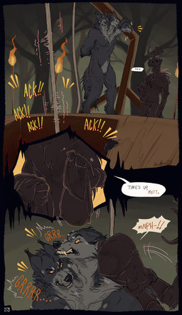 3_heads angry anthro antlers bottomwear bound clothing dialogue duo execution executioner featureless_crotch fingers gallows hands_behind_back hands_tied hands_tied_behind_back headgear headwear holding_object horn male multi_head pants speech_bubble standing tail text porcumoose_artistries european_mythology greek_mythology mythology canid canid_demon canine canis cerberus deer demon hellhound mammal moose mythological_canine mythological_creature new_world_deer scalie absurd_res comic digital_media_(artwork) english_text hi_res