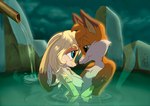 anthro breasts cuddling duo female hot_spring interspecies japan love male male/female nude onsen outside predator/prey romantic romantic_ambiance romantic_couple skinny_dipping water acornart marina_prowler canid canine canis fox lagomorph leporid mammal rabbit 2016 digital_media_(artwork)