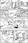 anthro black_and_white breasts canid canine canis comic dialogue domestic_dog duo english_text eric_schwartz featureless_breasts female fox male mammal monochrome outside pen_(artwork) plant tail tammy_vixen text tor_dog traditional_media_(artwork) tree