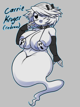 apode areola big_breasts bottomless breasts clothed clothing female hair hair_over_eye legless not_furry one_eye_obstructed solo white_hair jyto cartoon_network the_amazing_world_of_gumball carrie_krueger ghost spirit 3:4 hi_res