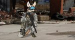 anthro armed big_ears boots clothing crouching electronics equipment eyewear female footwear fur gear goggles gun headgear headphones headset kneeling male military ranged_weapon rifle shoes solo tan_body tan_fur warzone weapon dan_unit matthews_(razumi) canid canine fennec_fox fox mammal true_fox