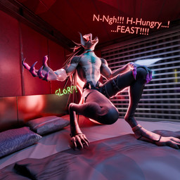 anthro bed claws digitigrade furniture hairless male solo toe_claws vore malunisisos dislyte lilith_games liam_(dislyte) canid canine canis domestic_dog hairless_dog mammal primitive_dog xoloitzcuintli 1:1 3d_(artwork) digital_media_(artwork) hi_res