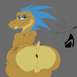 ambiguous_gender anthro anus balls big_butt blue_eyes butt duo eyeshadow genitals huge_butt looking_at_another looking_at_viewer looking_back looking_back_at_viewer makeup male nude smile unknown_artist halo_(series) microsoft xbox_game_studios kiggy alien kig-yar mammal ruuhtian scalie unknown_species 1:1 absurd_res digital_media_(artwork) hi_res