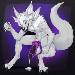 balls big_balls big_penis bodily_fluids cum cum_drip cum_on_ground dripping fluffy fluffy_tail genital_fluids genitals gesture leaking_tip male multi_ear penis solo suggestive suggestive_gesture tail teeth tongue tongue_out nitrods alien shadekin 1:1 absurd_res hi_res