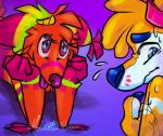 2017 4_fingers abstract_background animate_inanimate anthro bandetto big_eyes blue_eyes bodily_fluids canid canine canis casual_nudity clothing crown domestic_dog duo embarrassed femboy fingers fox fur gradient_background green_body green_fur headgear heart_eyes heart_symbol idoodle2draw inflatable lapfox_trax living_inflatable living_pinata lying male male/male mammal multicolored_body multicolored_fur multicolored_skin nude on_side orange_body orange_skin pinata pool_toy puppy_eyes purple_body purple_eyes purple_fur red_body red_fur romantic romantic_couple signature simple_background starry_eyes sweat sweatdrop the_quick_brown_fox tongue tongue_out translucent translucent_body white_body white_skin yellow_body yellow_fur