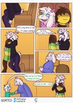 absurd_res anthro asriel_dreemurr_(god_form) black_clothing black_hoodie black_sclera black_topwear boss_monster_(undertale) bovid brown_hair caprine chair clothing comic cuddling deltarune door english_text exclamation_point female fur furniture gesture goat green_clothing green_eyes green_shirt green_topwear greeting grey_clothing grey_shirt grey_topwear group hair hands_on_shoulders hands_together handshake happy hi_res hoodie horn hug human joedrawings kris_(deltarune) kudalewds looking_around looking_at_another male mammal noogie painting_(object) pattern_clothing pattern_topwear pink_horn pink_scarf ralsei robe scarf shirt small_tail sofa speech_bubble standing striped_clothing striped_topwear stripes surprise tail text topwear toriel undertale undertale_(series) white_body white_eyes white_fur white_horn yellow_body yellow_skin