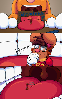 3_toes 4_fingers anthro big_feet big_tongue butt cartoon_gloves duo extreme_size_difference eyebrows feet fingers inside_mouth long_tongue macro male male/male mawplay micro open_mouth paws red_tongue size_difference soft_vore tail text toes tongue toony uvula vore wide_tongue doggydog doggydog_(character) roderick_(tamerkoh) toon_doggydog_(doggydog) canid canine canis domestic_dog lagomorph leporid mammal rabbit absurd_res comic english_text hi_res