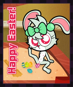 3_fingers 3_toes accessory anthro areola arm_support bent_legs big_areola big_eyes big_head big_iris big_pupils biped blank_stare bodily_fluids border bow_(feature) bow_ribbon breasts brick brick_wall cheek_tuft chest_tuft countershade_face countershade_fur countershading detailed_background ear_piercing ear_ring easter_egg egg external_wall eyelashes facial_tuft feet female fingers fur fur_tuft genital_fluids genitals grass green_body green_bow green_ears green_fur hair_accessory hair_bow hair_ribbon head_tuft holidays humanoid_genitalia humanoid_vulva iris light_body light_fur loli long_eyelashes looking_at_viewer mouth_closed multicolored_body multicolored_fur nude nude_anthro nude_female on_model outside pawpads piercing pink_areola pink_inner_ear pink_vulva plant plantigrade playground pupils purple_border pussy_juice_on_object raised_leg red_eyes red_nose red_text ribbons ring_piercing sand sitting small_breasts solo spread_legs spreading stare style_emulation text three-quarter_view toes tuft two_tone_body two_tone_fur vaginal_fluids vaginal_fluids_on_egg vulva wall_(structure) white_body white_breasts white_countershading white_fur white_pawpads white_pupils young young_anthro young_female c.dash37 easter murphy_and_mitzi bunny_(ajmarekart) lagomorph leporid mammal rabbit 2026 absurd_res artist_name digital_drawing_(artwork) digital_media_(artwork) english_text hi_res