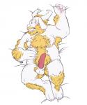 anthro balls beard biped blonde_hair claws erection facial_hair genitals hair hairy horn long_ears lying male mature_anthro mature_male nude on_back overweight overweight_anthro overweight_male penis simple_background solo toe_claws white_background usbdongle undertale undertale_(series) asgore_dreemurr boss_monster_(undertale) bovid caprine mammal 2016