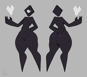 1_eye 4_fingers big_butt black_body black_breasts black_eyes black_nipples black_skin black_vulva breasts butt featureless_legs female female_humanoid fingers floating_head front_and_back genitals glistening glistening_butt grey_background hand_behind_back huge_butt medium_breasts navel nipples not_furry nude nude_female nude_humanoid simple_background solo standing text vulva wide_hipped_female wide_hipped_humanoid wide_hips mehdrawings prisma_(fr0gv0re) humanoid shape_head 2025 absurd_res artist_name digital_media_(artwork) hi_res watermark