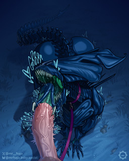 all_fours anthro big_butt black_body butt duo fellatio female first_person_view heart_symbol human_pov inner_mouth leash male male/female male_on_anthro male_pov oral penile sex sharp_teeth teeth xenophilia mrfuga alien_(franchise) dead_by_daylight alien human mammal xenomorph xenomorph_queen hi_res signature