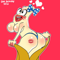 4_fingers accessory banana banana_peel big_breasts big_eyes big_mouth_(anatomy) black_eyebrows black_eyes blue_clothing blue_thong blue_underwear blush blushing_profusely body_blush bow_(feature) bow_ribbon breast_blush breasts butt butt_blush clothed clothing curved_eyebrows eyebrows eyelashes featureless_breasts female fingers floating_eyebrows food fruit glistening glistening_body glistening_breasts glistening_butt glistening_lips hair_accessory hair_bow hair_ribbon hand_blush head_turned heart_symbol hearts_around_body iris kiss_mark kiss_mark_on_butt kiss_mark_on_cheek kiss_mark_on_face leaning leaning_forward legs_together light_body lips lipstick looking_up makeup mature_female mature_humanoid monotone_background multicolored_bow no_pupils not_furry outline pattern_bow pink_tongue plant pose red_background red_blush red_lips red_lipstick ribbons simple_background solo spotted_bow standing teeth text thick_lips thick_thighs thin_eyebrows thong three-quarter_view tongue topless topless_female topless_humanoid two_tone_bow underwear undressing white_heart white_outline white_sclera year yellow_body yellow_breasts samyueru_zackari cartoon_network the_amazing_world_of_gumball banana_barbara banana_humanoid elemental_creature elemental_humanoid flora_fauna food_creature food_humanoid fruit_humanoid humanoid living_fruit plant_humanoid 1:1 2021 artist_name digital_drawing_(artwork) digital_media_(artwork) hi_res pinup portrait three-quarter_portrait