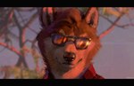 anthro black_nose clothing eyewear fur male multicolored_body multicolored_fur outside plant red_clothing red_shirt red_topwear shirt solo sunglasses topwear tree whiskers nomax toklo_(damie) canid canine canis domestic_dog mammal 2022 headshot_portrait hi_res portrait