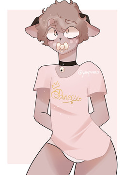 ageplay anthro choker clothed clothing infantilism jewelry male necklace object_in_mouth pacifier pacifier_in_mouth roleplay solo yampurro damien_friskey deer mammal absurd_res hi_res