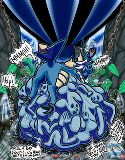 banner belly cave chain chyme digestion fatal_vore feral mass_vore multiple_prey plant rumbling_stomach slosh slurp stuffing swallowing vore waterfall jammie_monsta_doggo nintendo pokemon generation_5_pokemon pokemon_(species) samurott hi_res