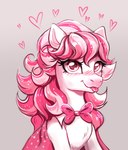 blep blush bow_tie clothing female feral hair heart_symbol pink_body pink_eyes pink_hair solo tongue tongue_out confetticakez wild_manes candi_(wild_manes) equid equine horse mammal absurd_res hi_res