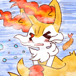 >o< ambiguous_anthro ambiguous_gender anthro biped blush dipstick_tail food leaning leaning_forward markings open_mouth shrimp_(food) side_view simple_background sneeze snout solo standing tail tail_markings wind annyui0611 nintendo pokemon braixen canid generation_6_pokemon mammal pokemon_(species) 1:1 2022 digital_drawing_(artwork) digital_media_(artwork) half-length_portrait hi_res japanese_description portrait translated_description