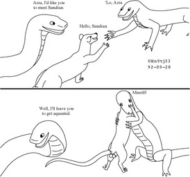 australian_accent balls dialogue feral feral_pred feral_prey forced genitals group introducing_another introduction larger_pred male male/male male_pred male_prey nude nude_male nude_pred nude_prey oral_vore size_difference smile tail text trio unwilling_prey vore willing_pred urbanhermit lizard mammal murid murine rat reptile rodent scalie snake 1992 black_and_white comic dated english_text monochrome
