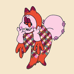 3_fingers ambiguous_gender anthro blush blush_stickers clothing dress fingers footwear hand_on_cheek headgear headwear horn parapodium pattern_clothing pattern_dress pink_body pink_tail pink_tongue red_clothing red_footwear red_headwear red_hood red_sclera red_shoes shoes simple_background smile solo standing tail teeth tongue toony yellow_background polychaete_(artist) annelid beard_worm bristle_worm worm 1:1 2019 flat_colors